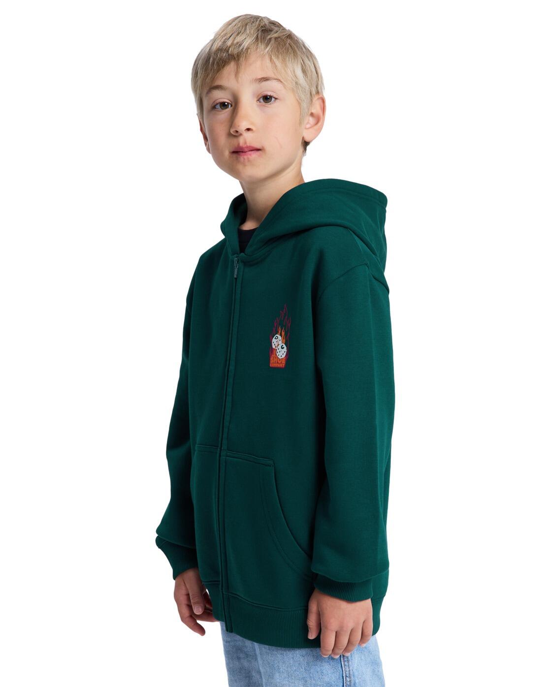 Sudadera con Capucha y Cremallera BURNING DICE Verde Niño 3/4