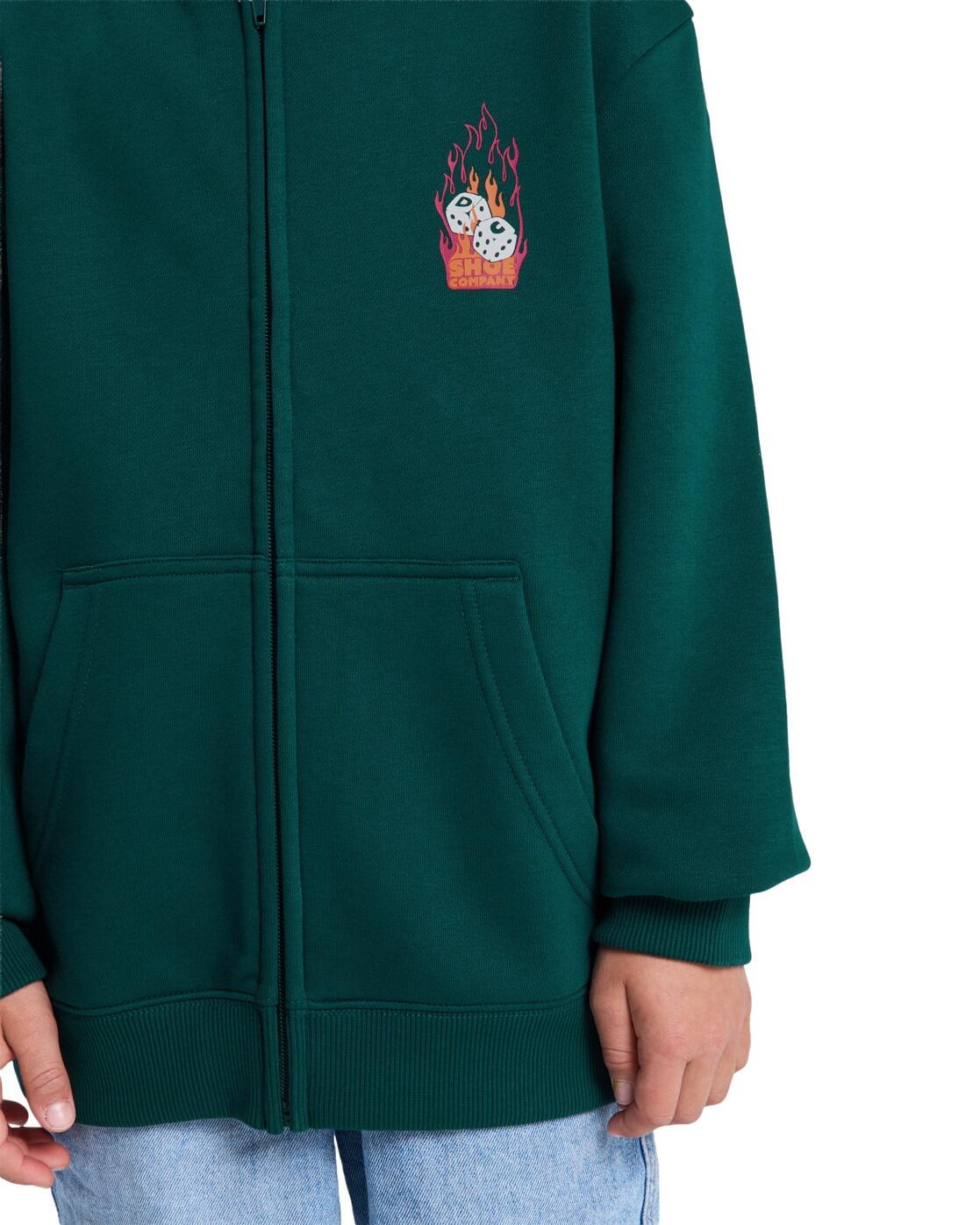 Sudadera con Capucha y Cremallera BURNING DICE Verde Niño 4/4