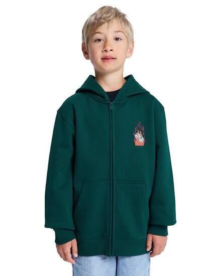 Sweat à capuche zippé BURNING DICE Vert Garçon