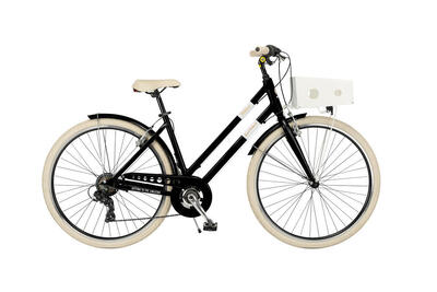 Via Veneto Bici City Bike Milano Donna 28” 6V Nero Polvere di Caffè (Opaco)