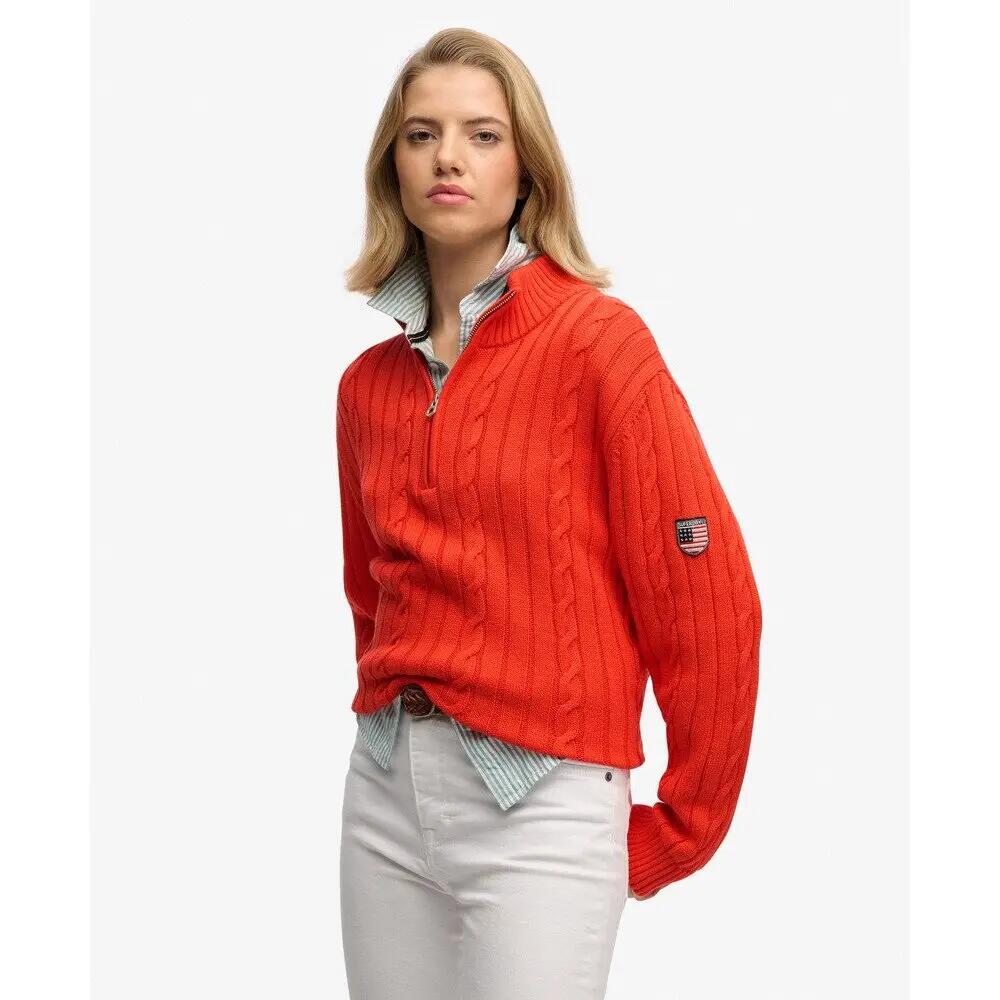 Sudadera de media cremallera de punto trenzado para mujer Superdry 4/6
