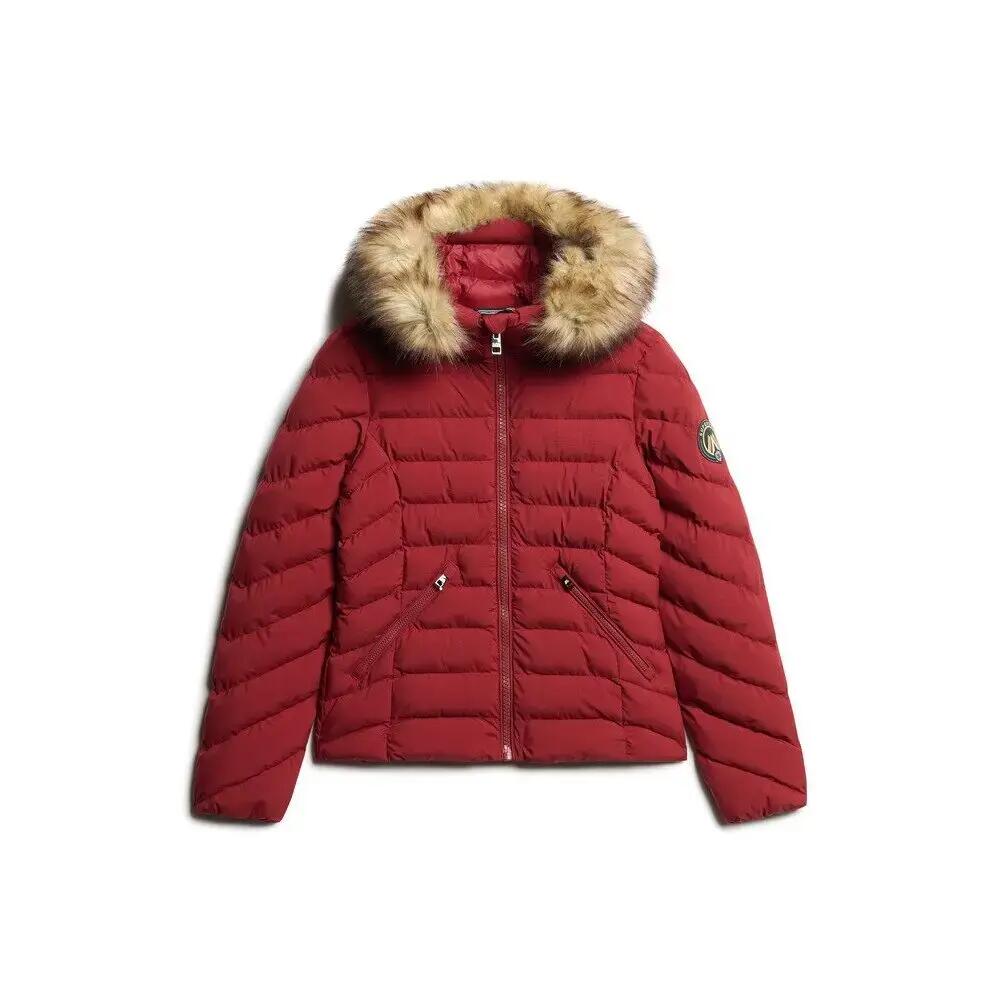 Women's hooded puffer jacket with faux fur Superdry Fuji