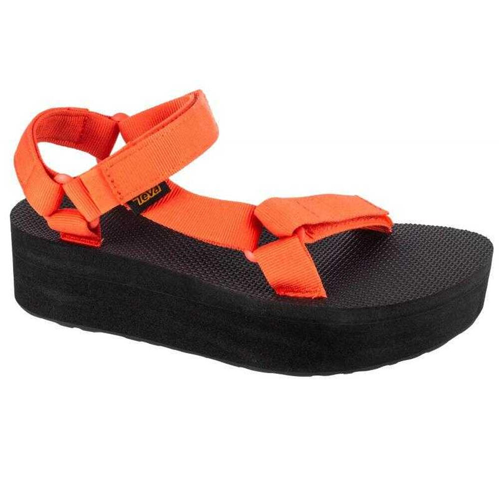 Womens/Ladies Universal Platform Sandals (Black/Orange)