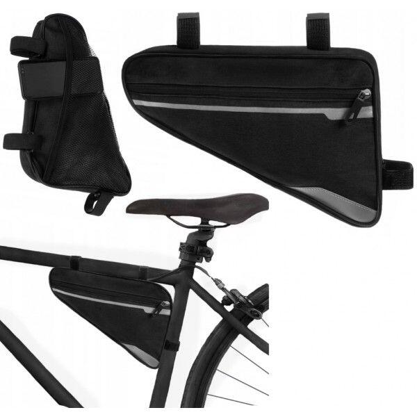 Geanta de bicicleta, triunghiulara, prindere pe cadru, fixare velcro, 21x35x4 cm