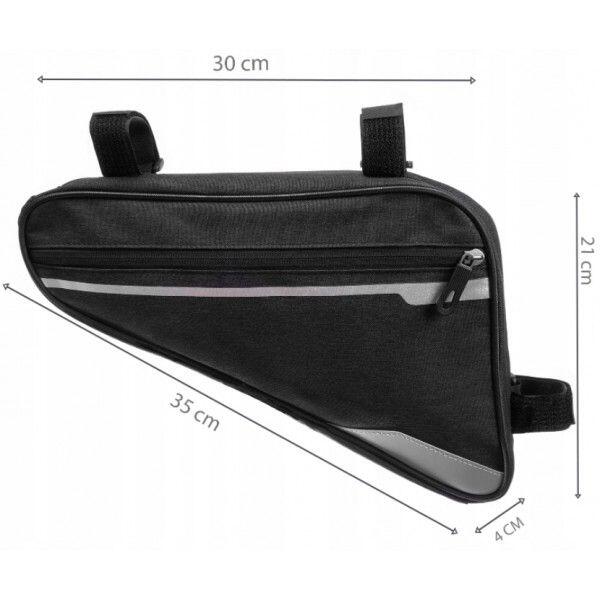 Geanta de bicicleta, triunghiulara, prindere pe cadru, fixare velcro, 21x35x4 cm