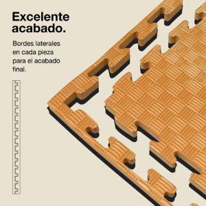 Tatami puzzle 1x1 m 2 cm – Modelo 5 linhas Madeira/Preto, EVA reversível 2/7