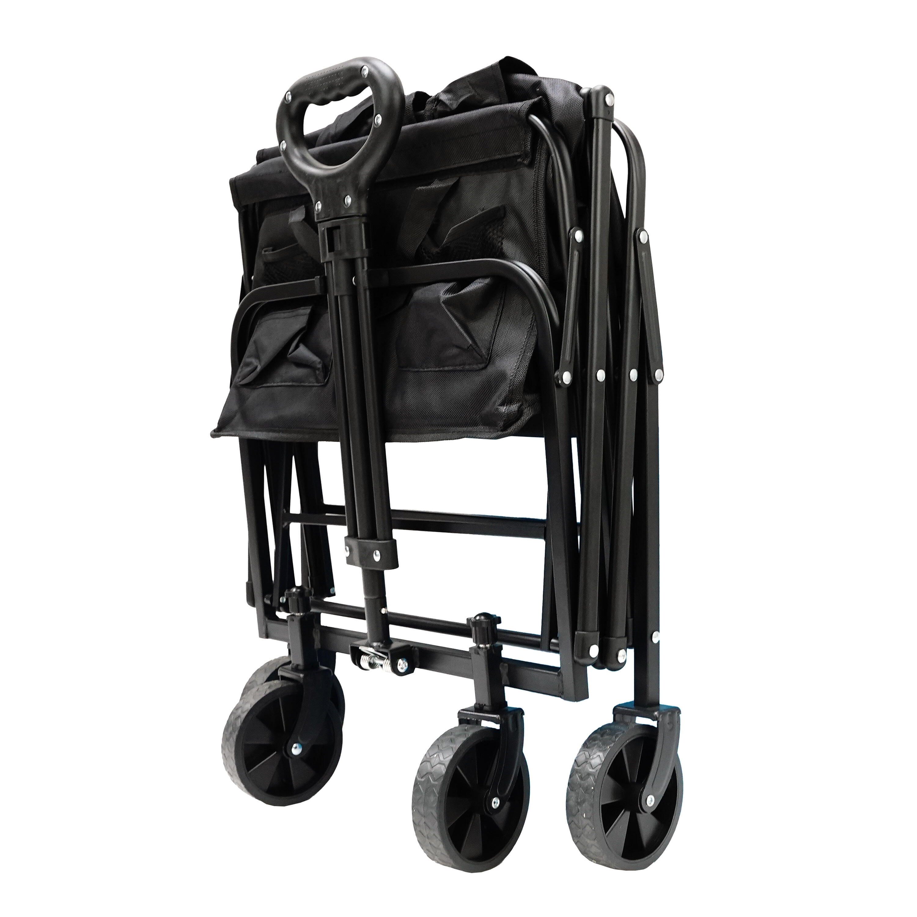 Carrinho Dobrável Preto 75x45x86 cm com Rodas 360°, Alça Ajustável e Porta-Copos 7/7
