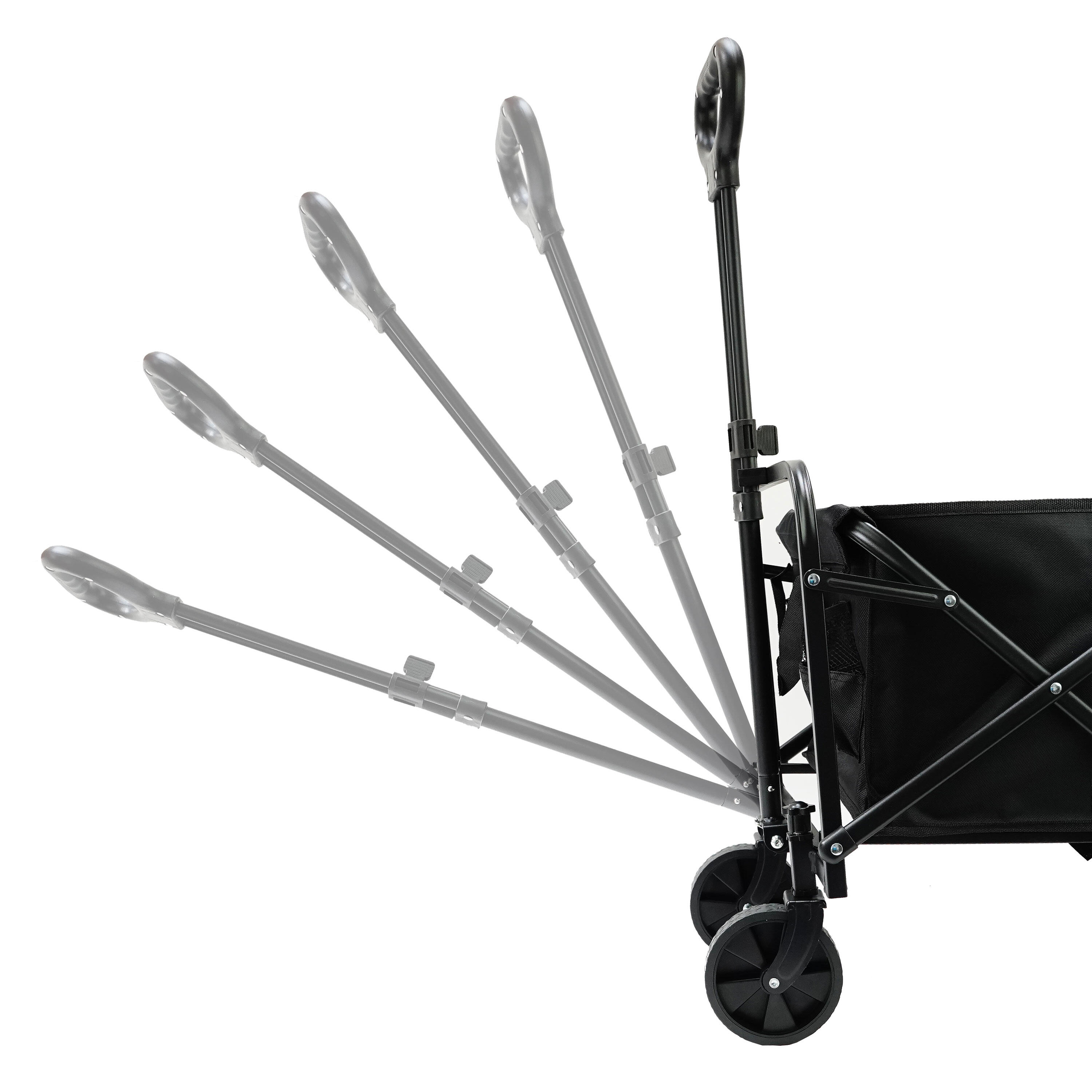 Carrinho Dobrável Preto 75x45x86 cm com Rodas 360°, Alça Ajustável e Porta-Copos 4/7