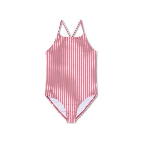 Maillot de bain fille - Striped rouge/blanc - fleur marguerite - 146/152