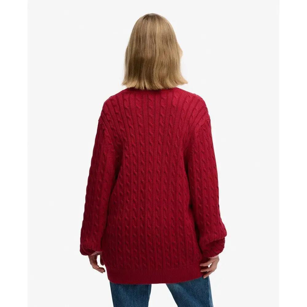 Oversized V-hals kabeltrui voor dames Superdry 3/5