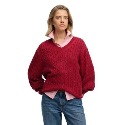 Pull à câbles Col V oversize femme Superdry