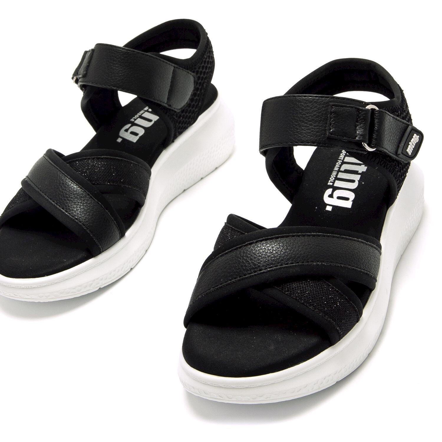 SANDALIAS DE CUÑA Mujer MTNG Cotton Negro 2/6
