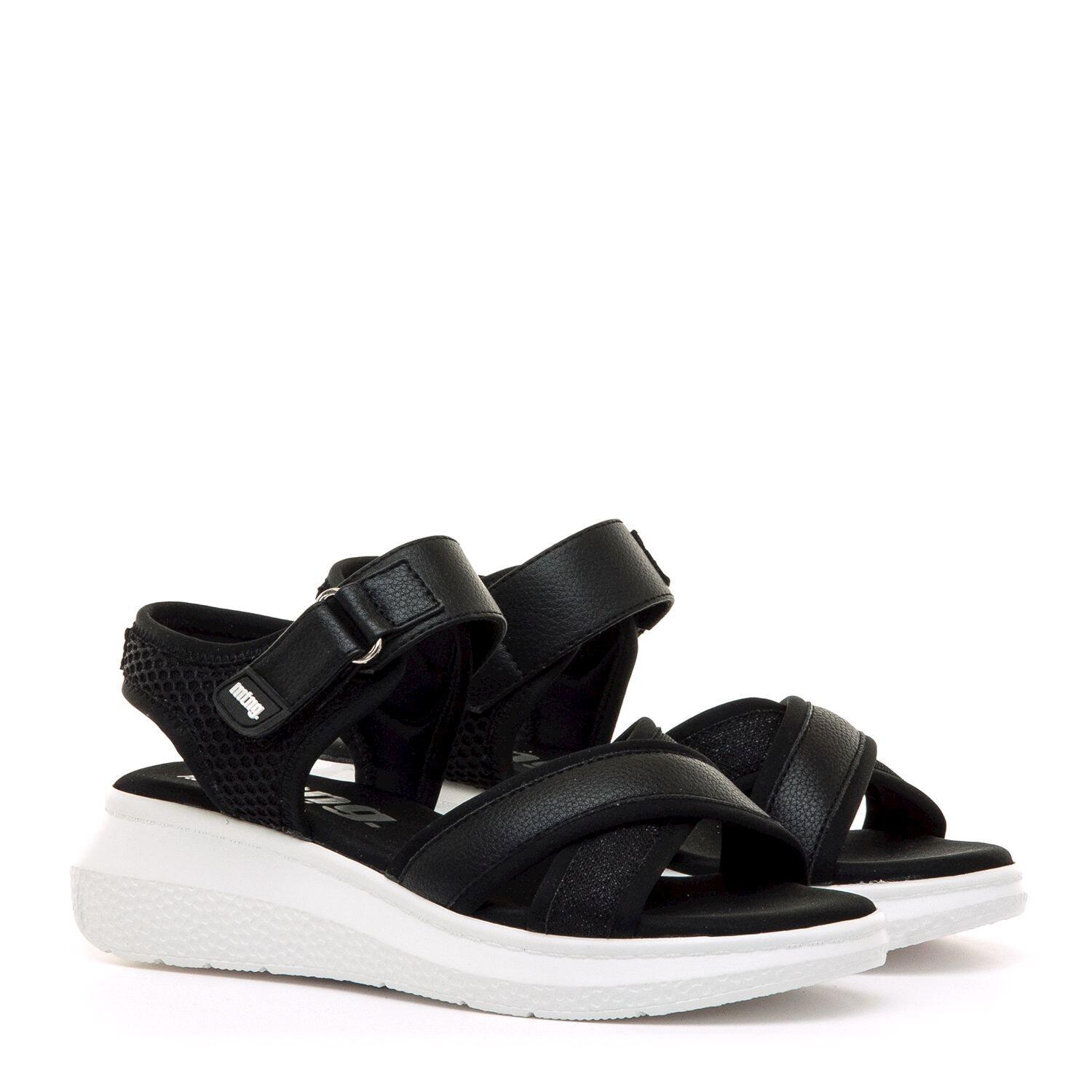 SANDALIAS DE CUÑA Mujer MTNG Cotton Negro 5/6