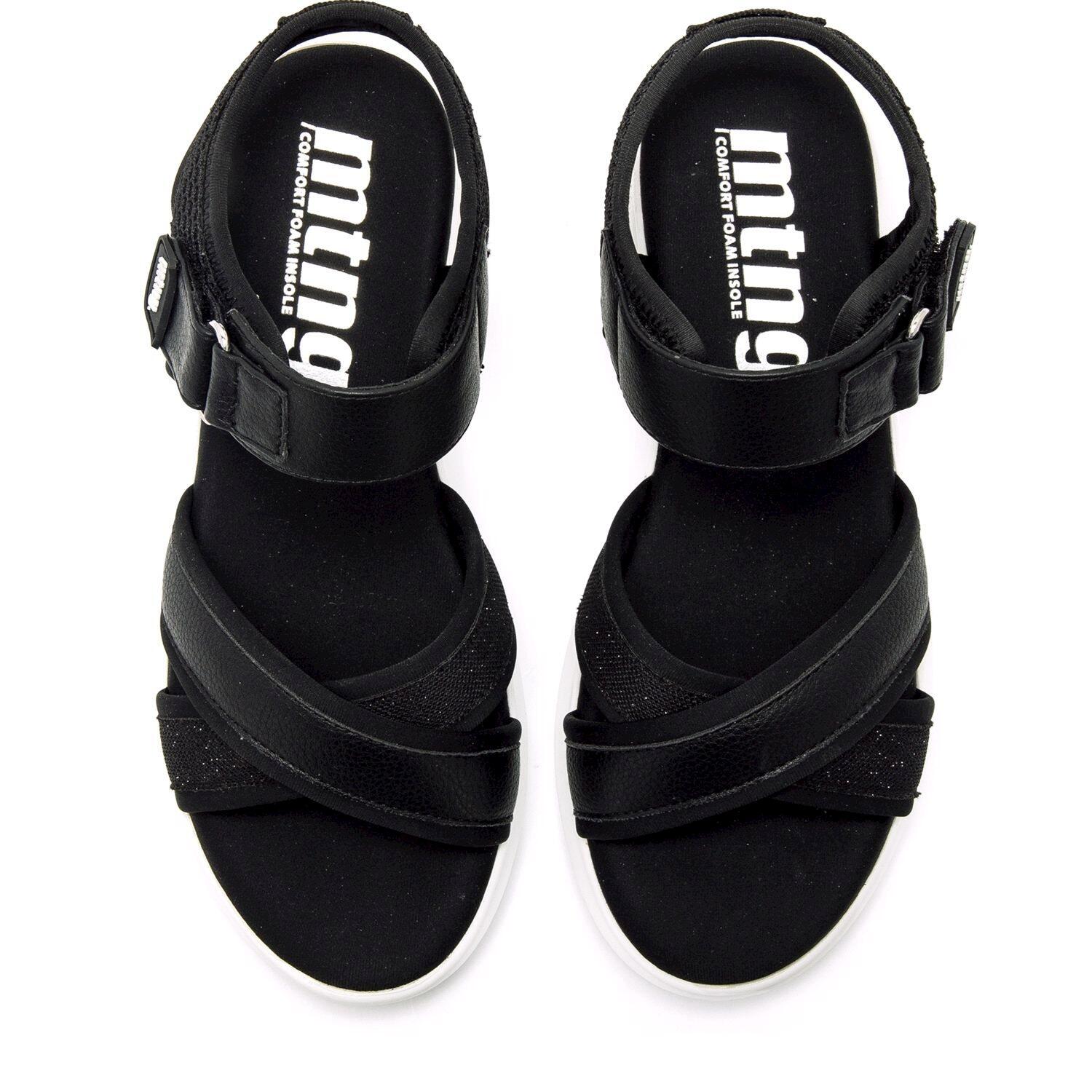 SANDALIAS DE CUÑA Mujer MTNG Cotton Negro 4/6