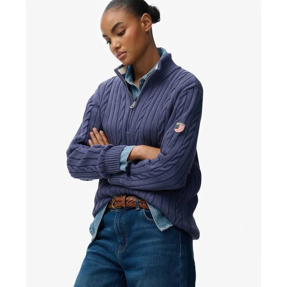 Pull à demi-zip en maille torsadée décontracté femme Superdry 4/5