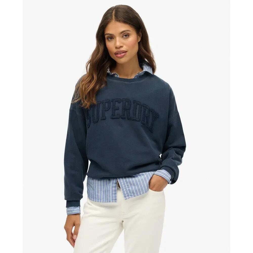 Felpa con colletto rotondo e testo tono su tono applicato donna Superdry Athleti 3/7