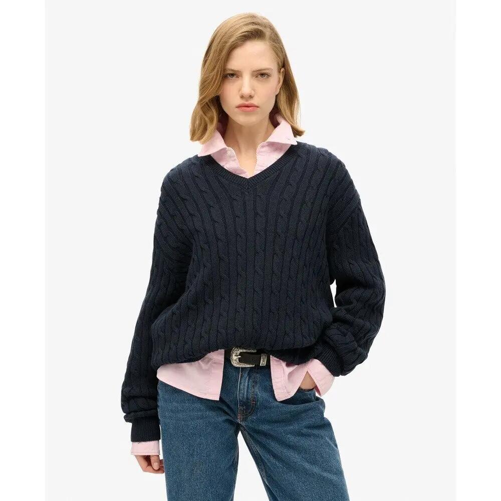 Pull oversize torsadé à col V femme Superdry 2/6