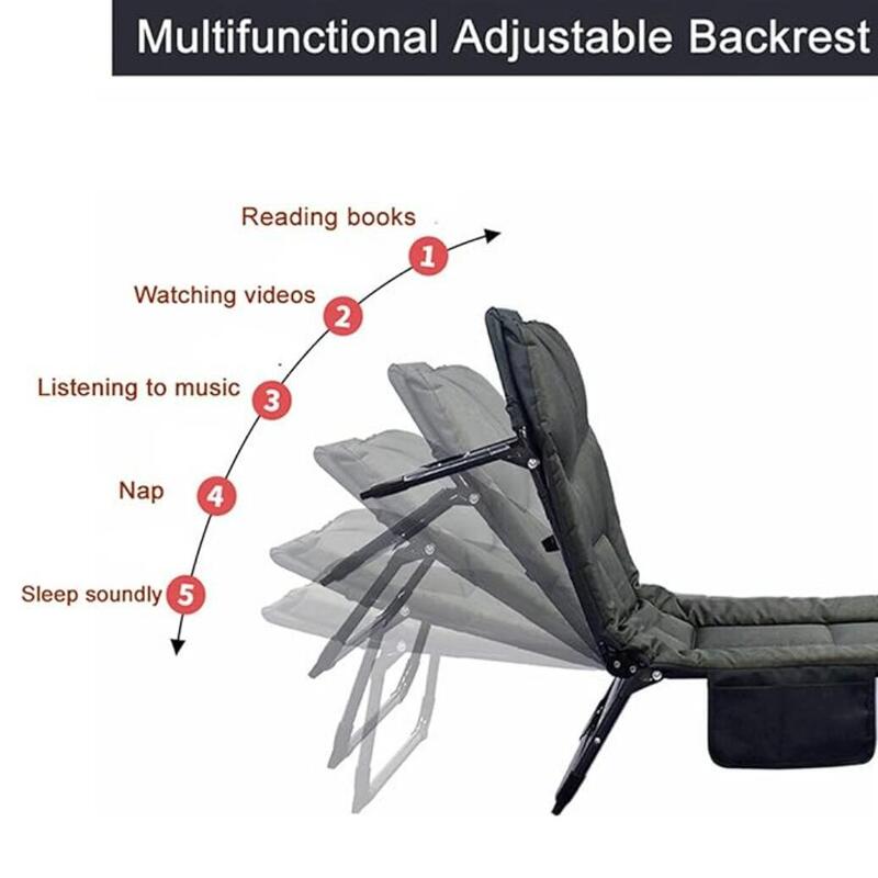 Pat pentru camping pliabil, reglabil in 5 trepte, 150 kg, 200 x 65 x 30 cm