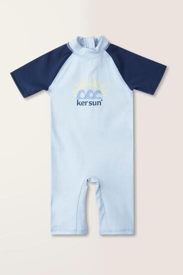 Combinaison de bain anti-UV manches courtes Bébé (6-18 mois) Bleu, Pacific