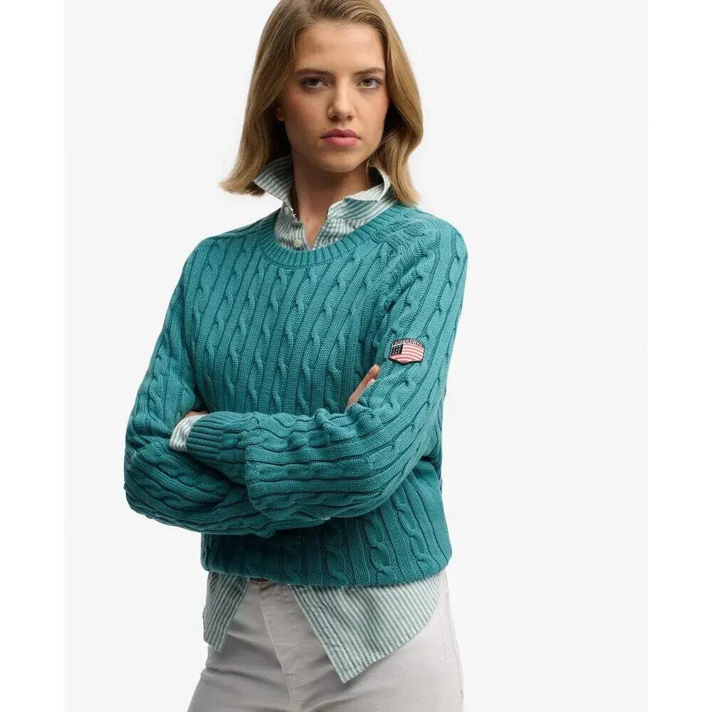 Sweater de malha torcida casual feminina Superdry 3/5