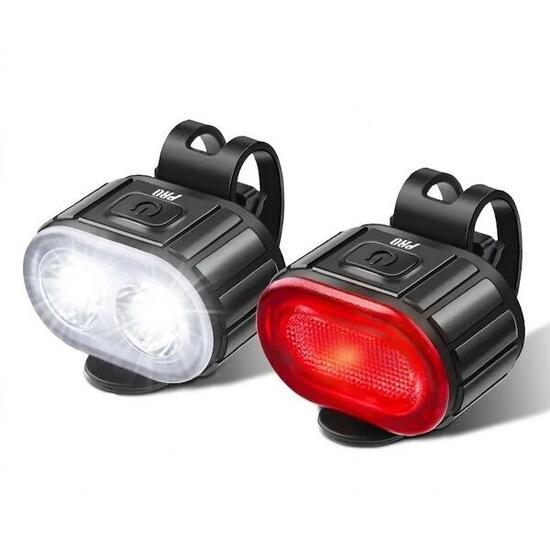 Set luci per bicicletta fanale anteriore e fanale posteriore da 200 e 50 lumen