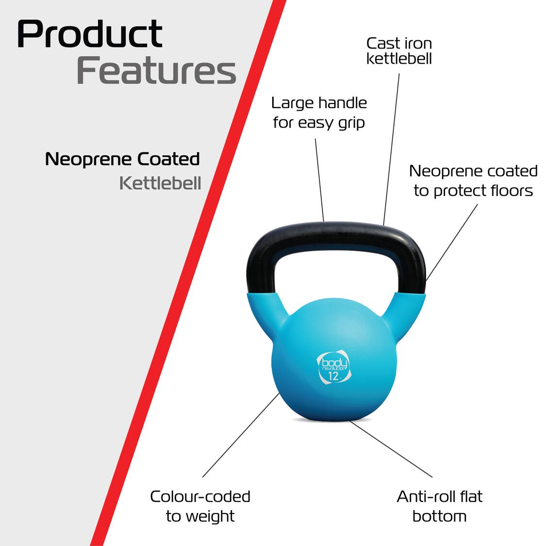 Body Revolution 12 kg Neopren-Kettlebell 2/6