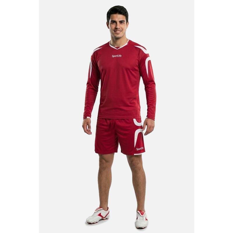 Set Tricou cu Maneca Lunga / Short Fotbal Rosu/Alb
