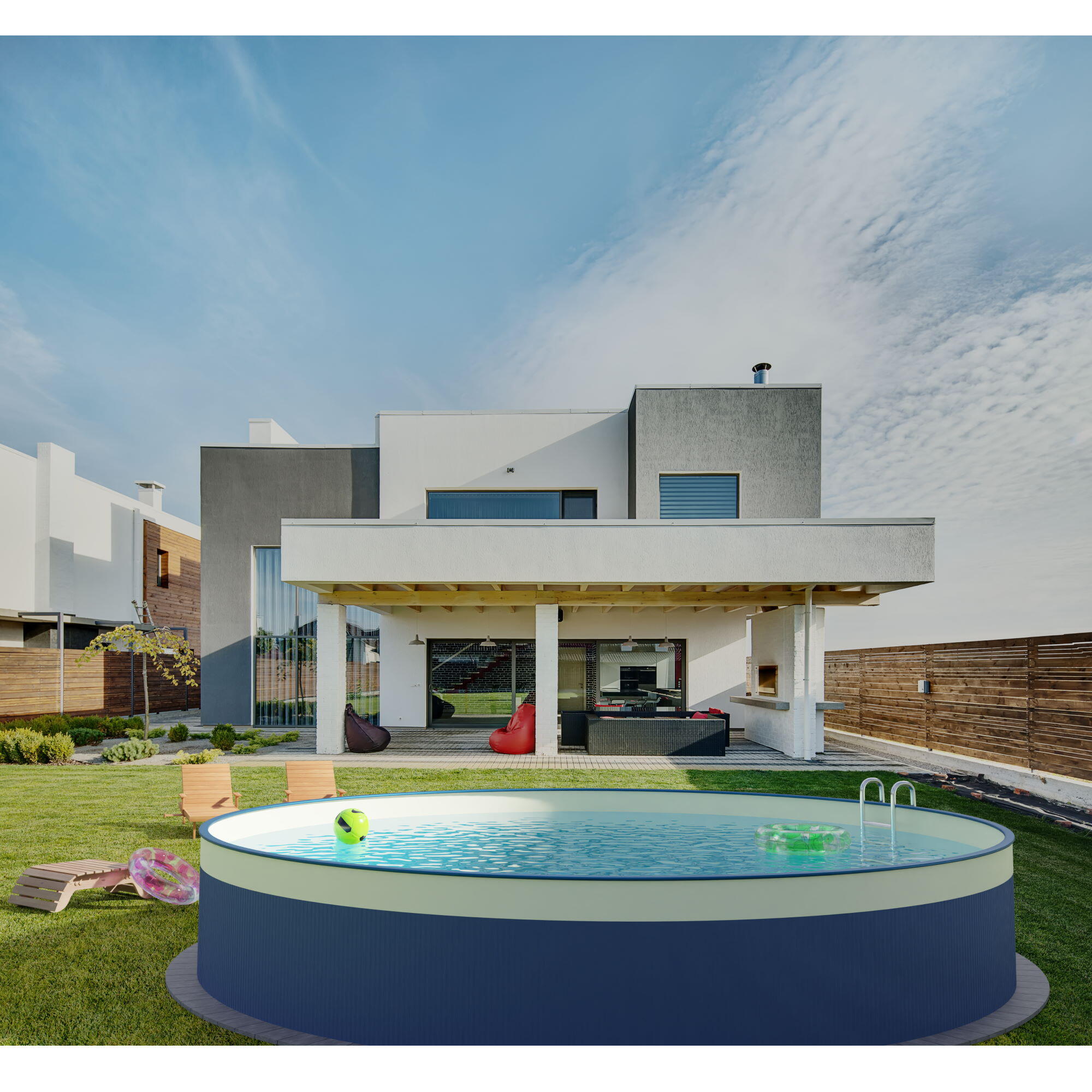 Stahlwandpool rund 450x120cm, Stahl 0,4mm anthrazit, Folie 0,3mm sand 7/7
