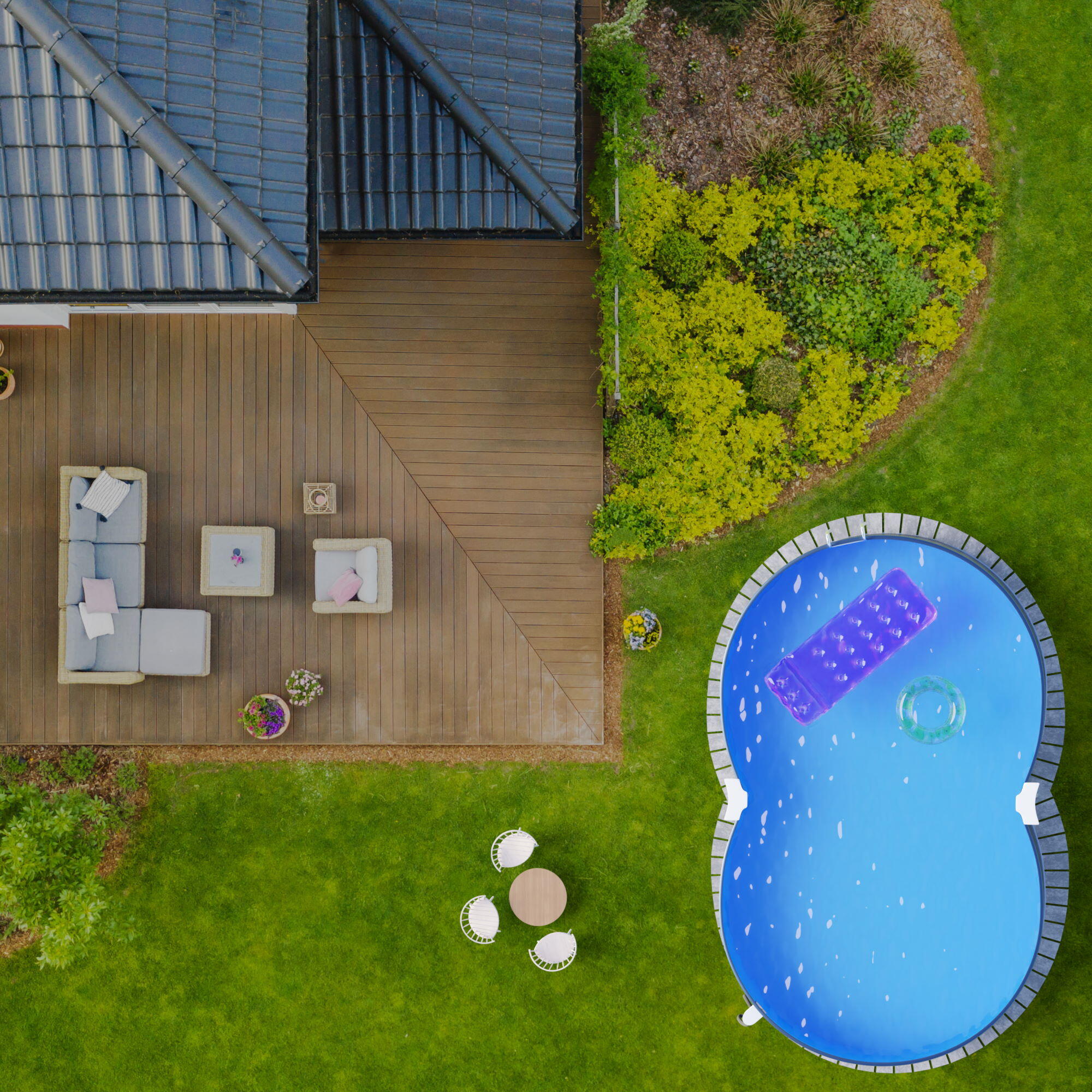 Stahlwandpool achtform 650x420x120cm, Stahl 0,4mm anthrazit, Folie
0,4mm blau 7/7