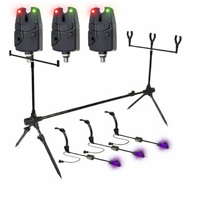 Base rodpod - set - incl 3 beetmelders - 3 hangers - zwart - karpervissen