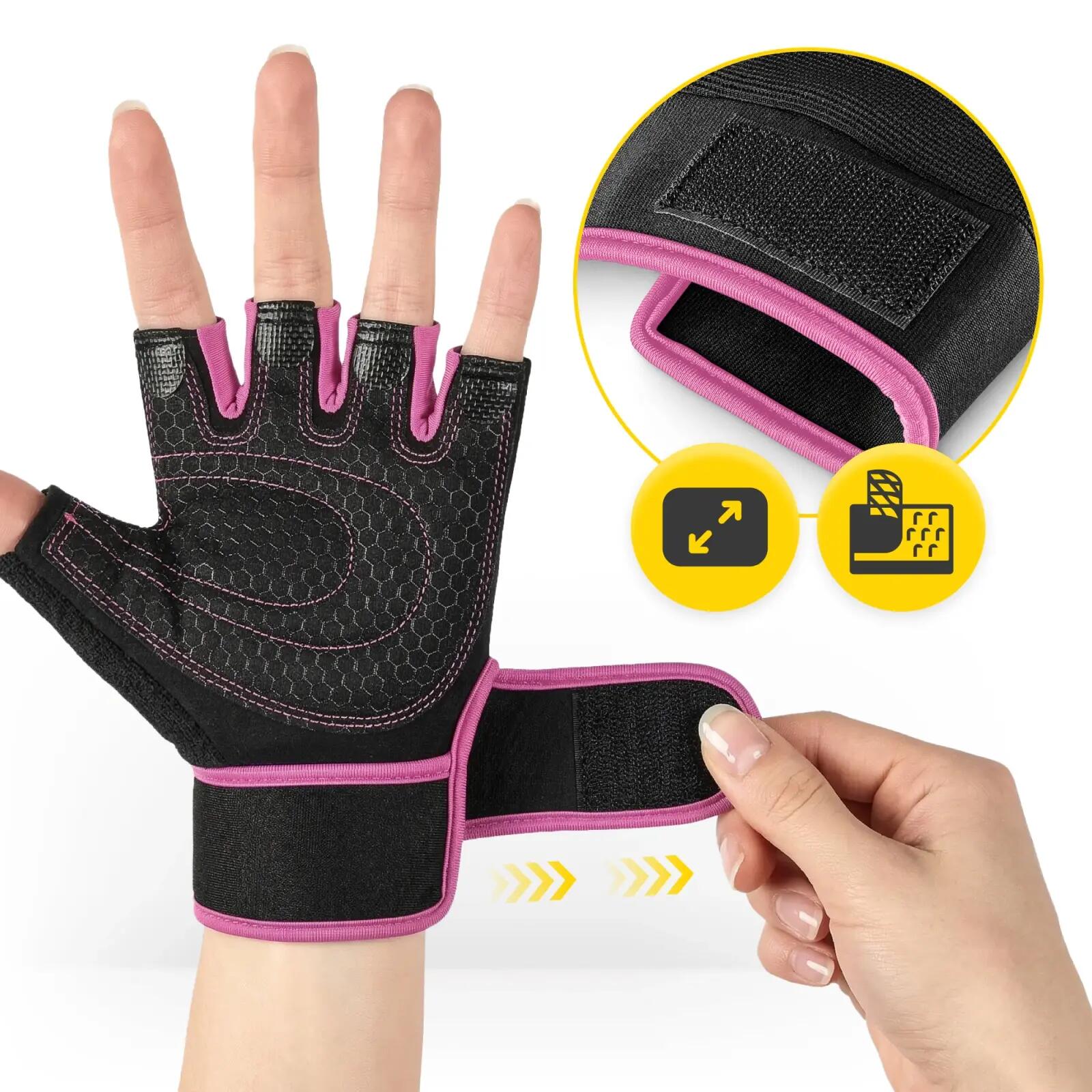 Fitnesshandschuhe Damen Rosa Trainingshandschuhe Gym Sporthandschuhe 4FIZJO 6/7