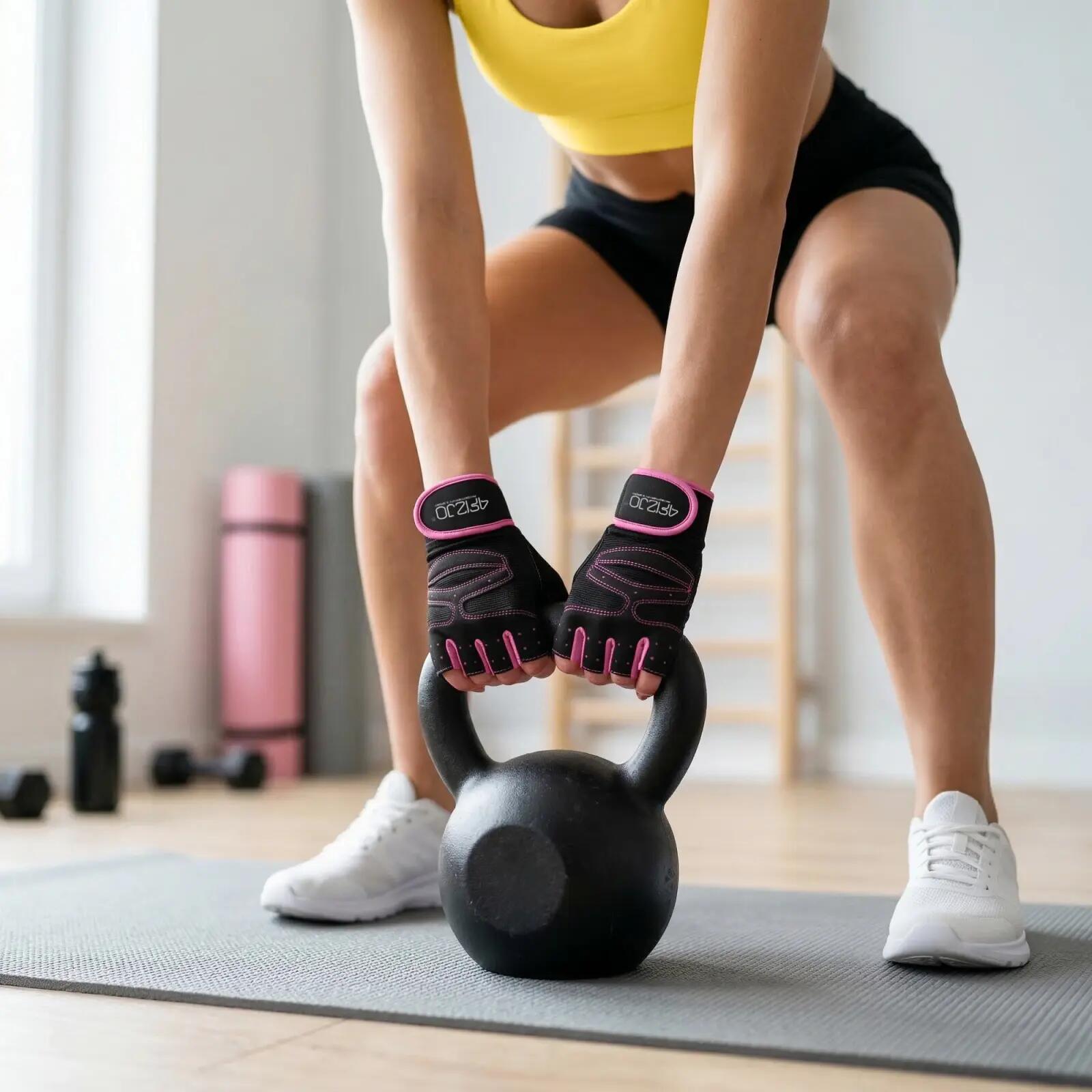 Fitnesshandschuhe Damen Rosa Trainingshandschuhe Gym Sporthandschuhe 4FIZJO 2/7