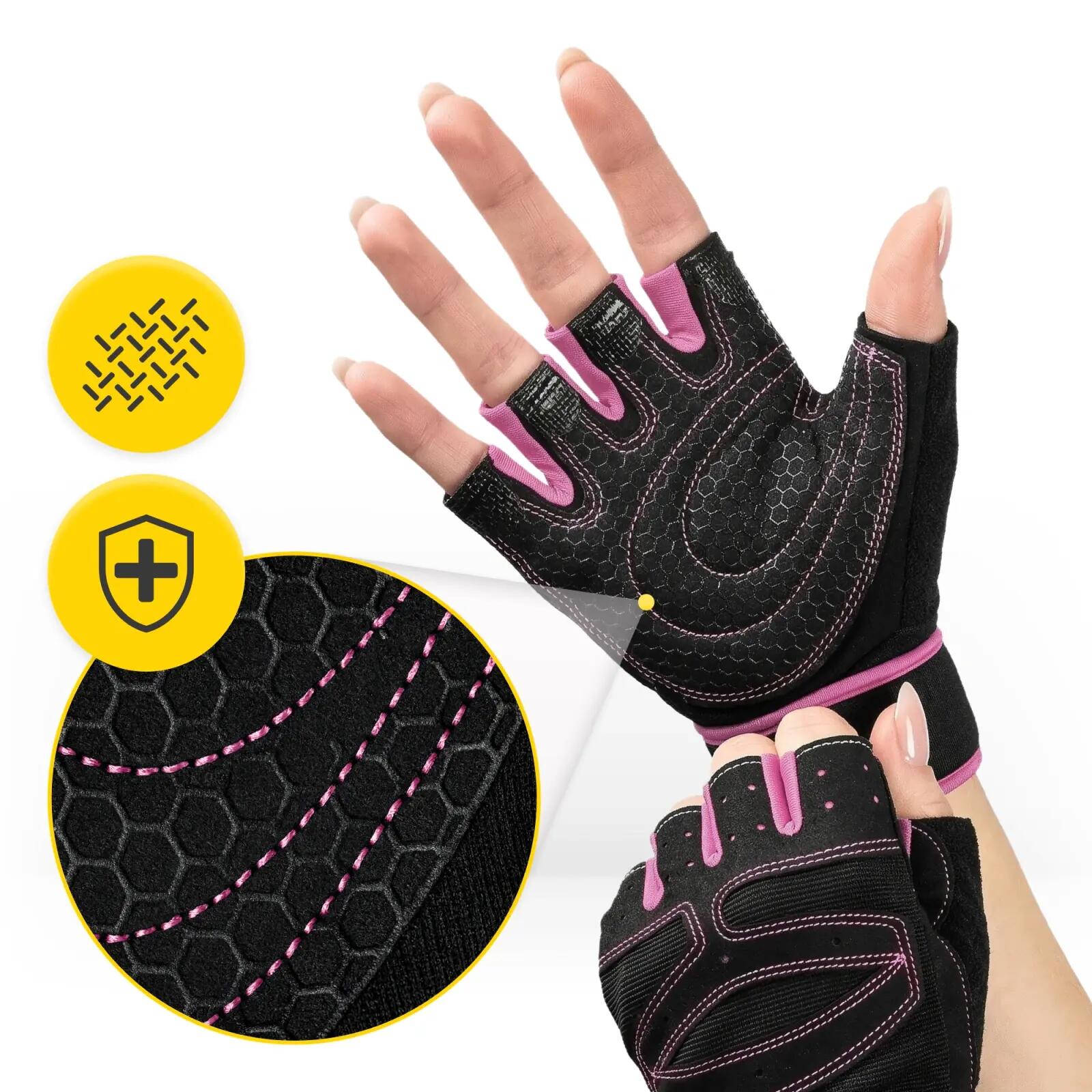 Fitnesshandschuhe Damen Rosa Trainingshandschuhe Gym Sporthandschuhe 4FIZJO 5/7