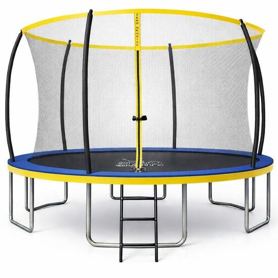 Trampolin Outdoor Ø 427 cm, TÜV GS, Smartes Klappnetz, Inkl. Leiter & Bodenanker