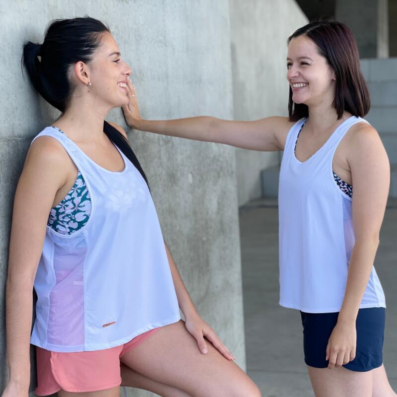 Camiseta de tirantes para mujer Les Poulettes Fitness tulle blanc