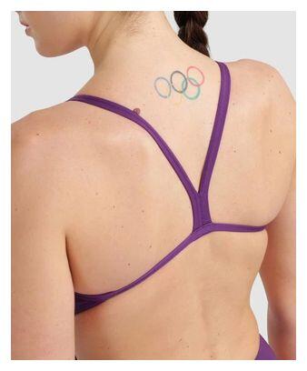 Costume da bagno intero da donna con schiena scoperta Challenge Back Viola 5/7