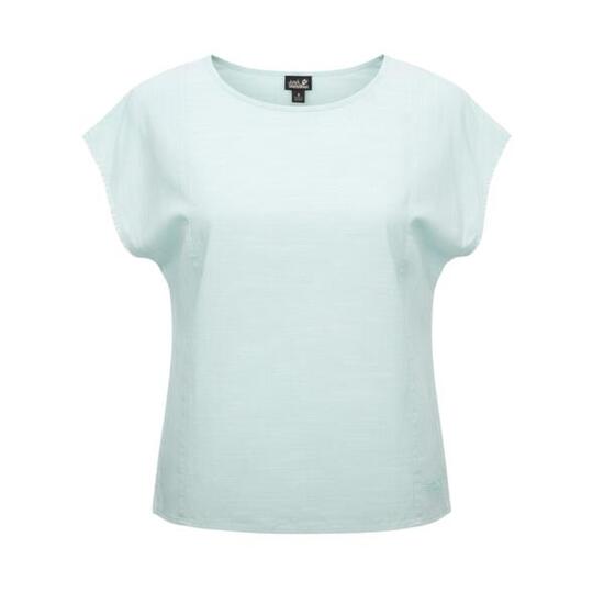 Bluse Shirt Linen Look Top Damen kurzarm Bluse in Blau