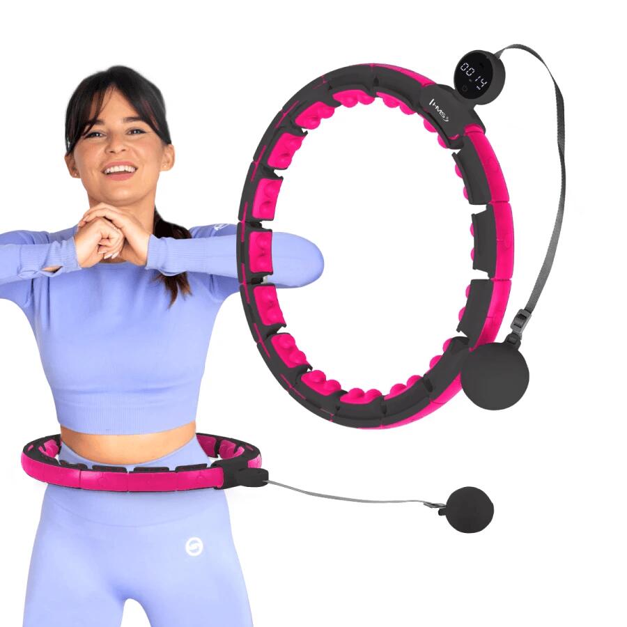 Set Hula Hoop + Ceinture Amincissante Taille - Noir/Rose 3/7