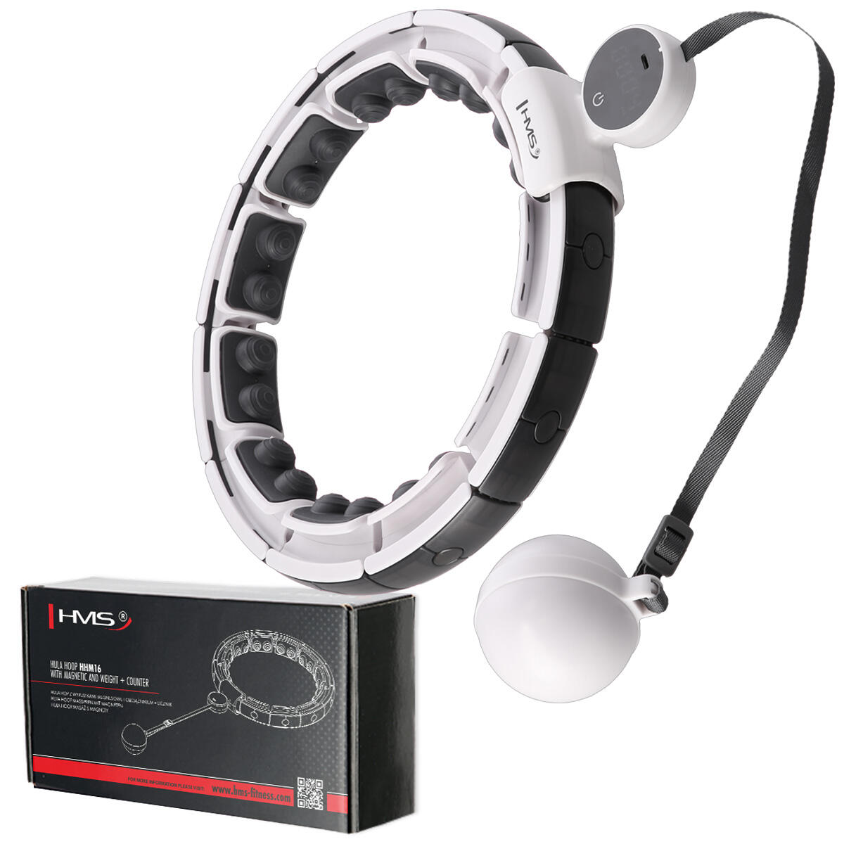 HMS Masážní hula hoop HMS HHM16 se závažím, magnety a počítadlem