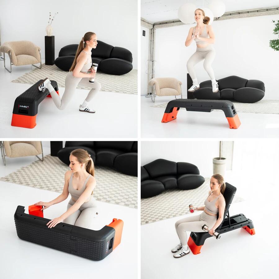 Regulowany Step Fitness Pro - Czarny/Pomarańczowy 6/7