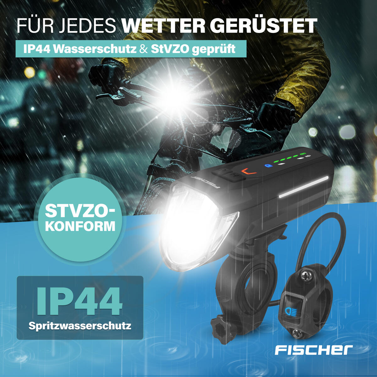 FISCHER LED-Akku Frontlicht 100 Lux mit Fernlichtfunktion 80 Lux 6/8