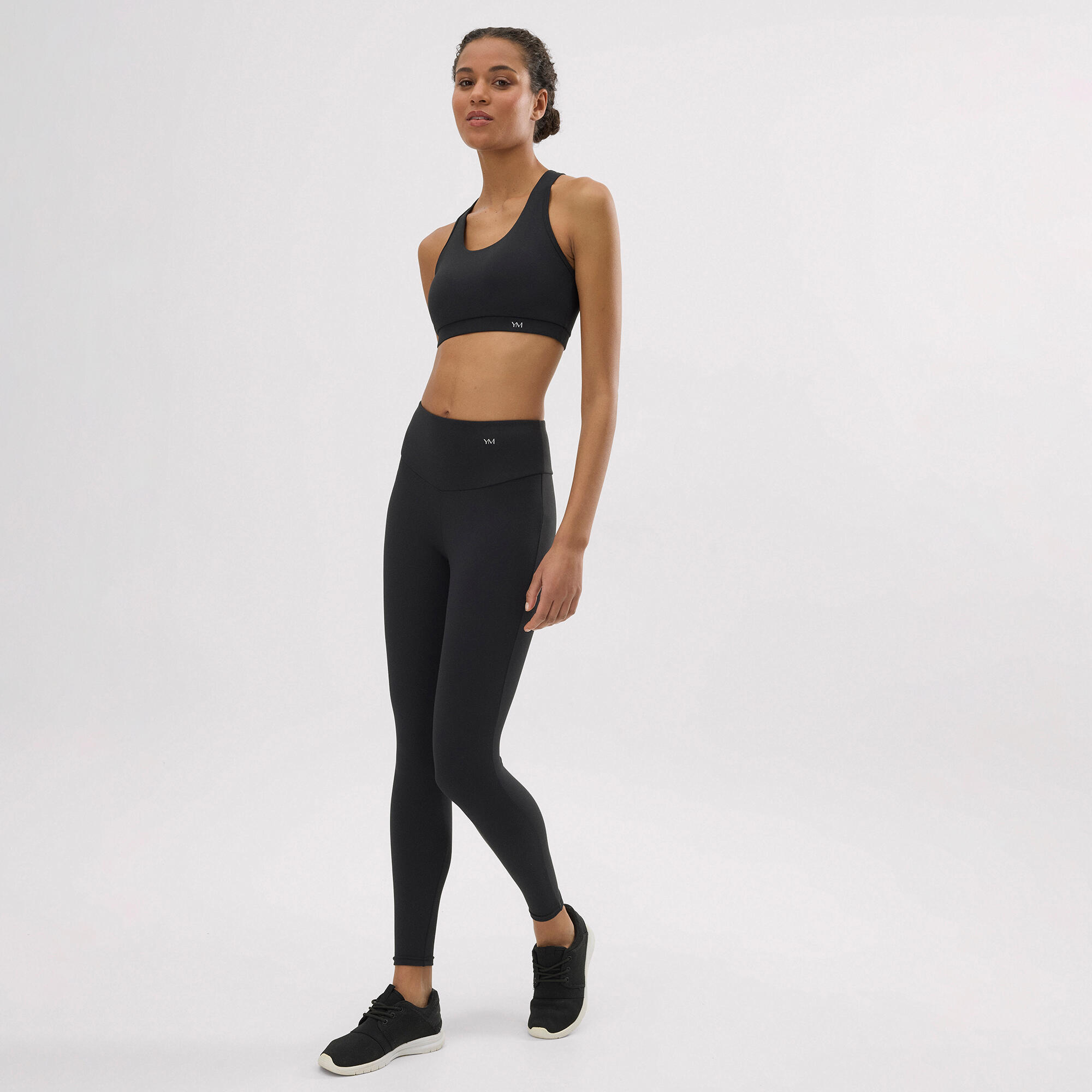 Legging de sport taille haute en coton noir 3/7