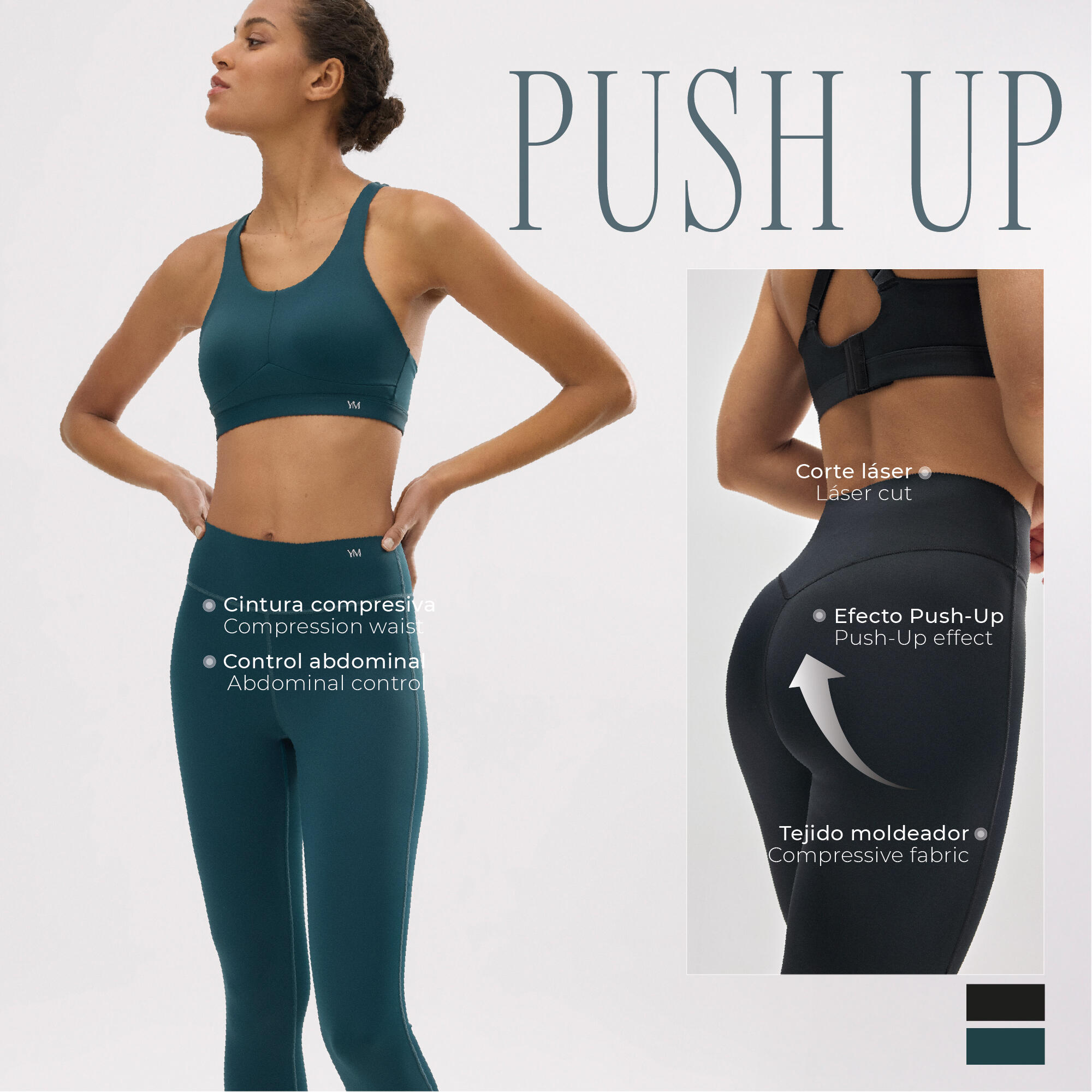 Legging de sport push-up compressif noir 6/7