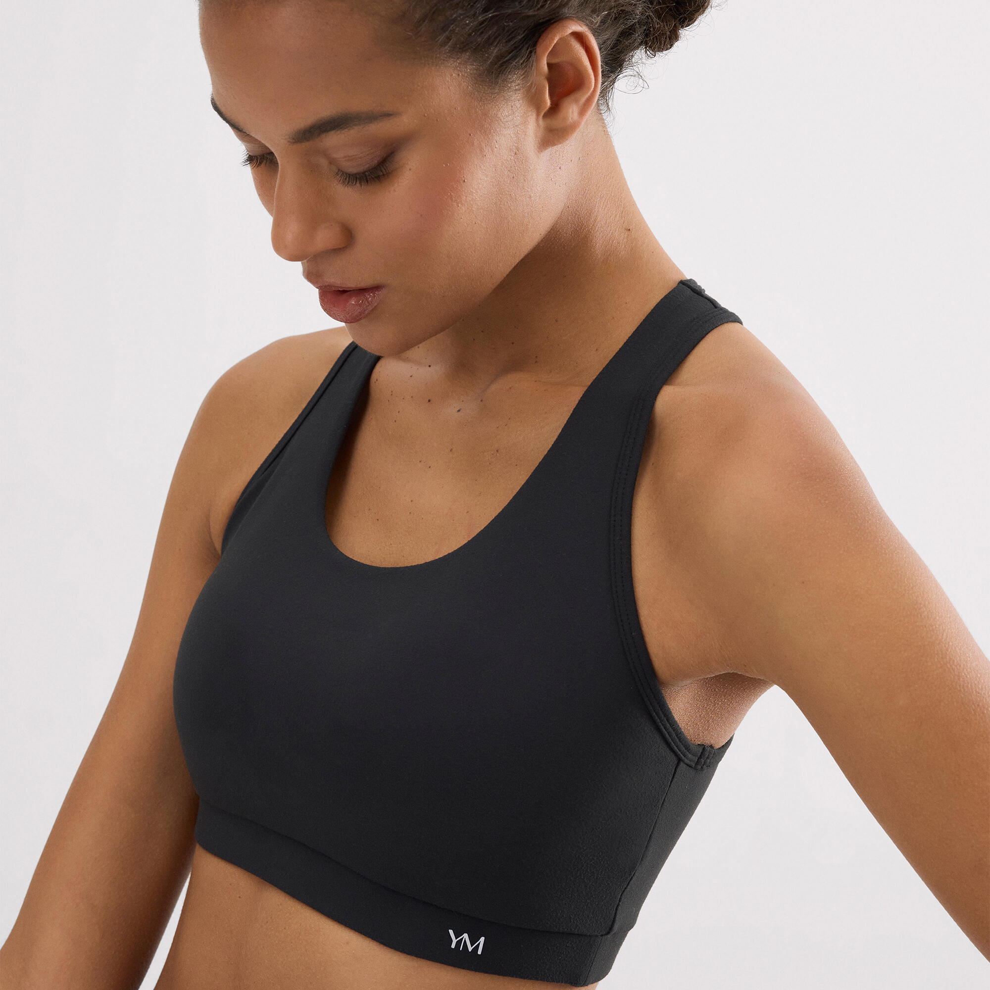 Soutien-gorge de sport color block en coton noir 3/6