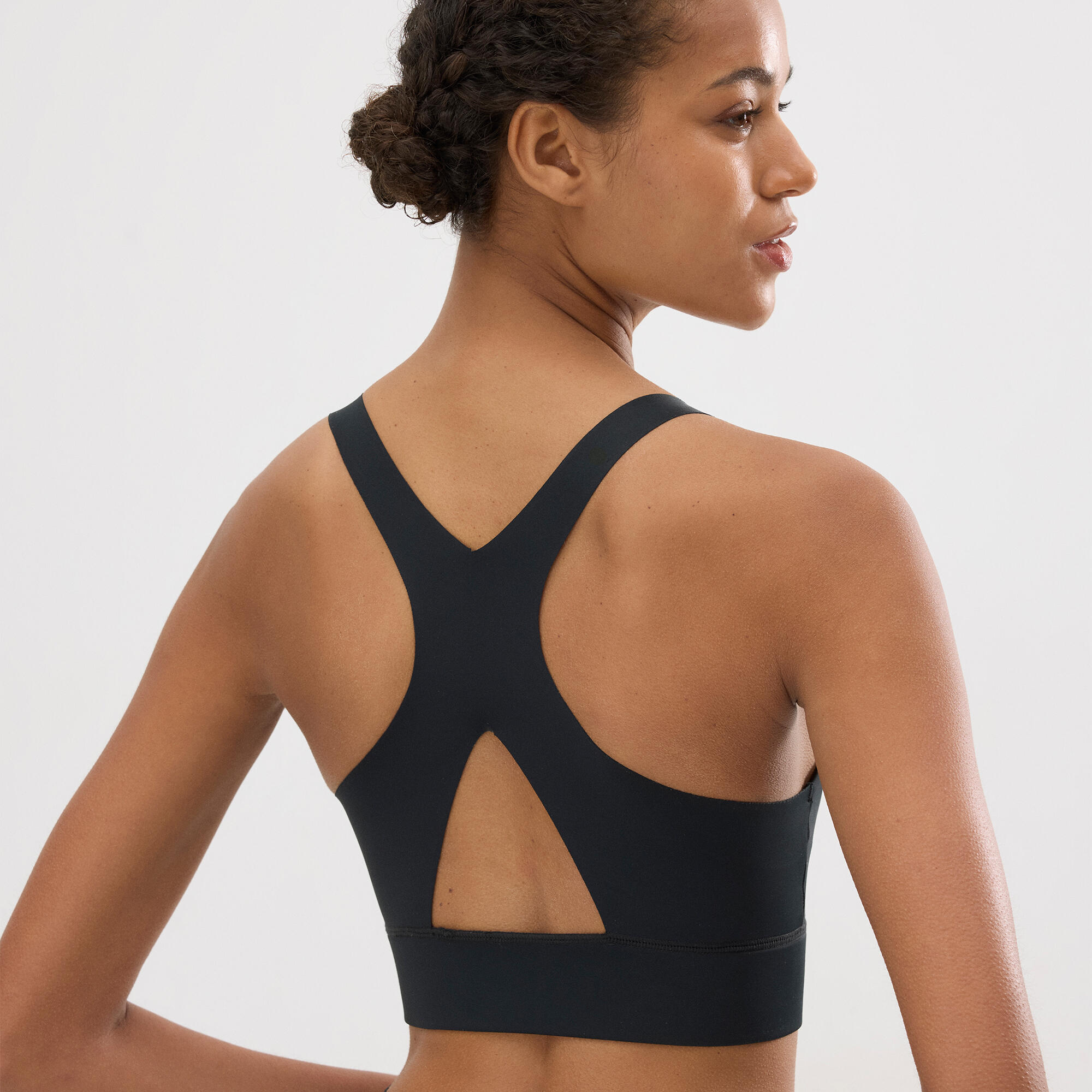 Soutien-gorge de sport compressif détail ouverture maintien moyen noir 2/7