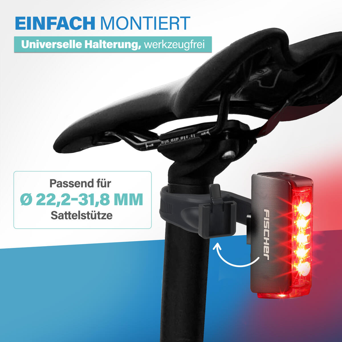 FISCHER LED-Akku Rücklicht TWIN STOP mit Bodenbeleuchtung und Bremslichtfunktion 7/8