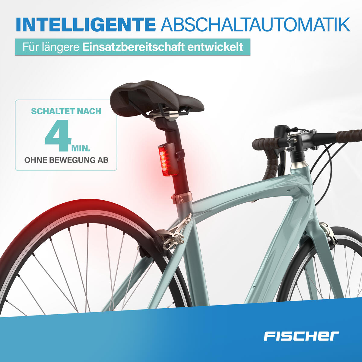 FISCHER LED-Akku Rücklicht TWIN STOP mit Bodenbeleuchtung und Bremslichtfunktion 6/8
