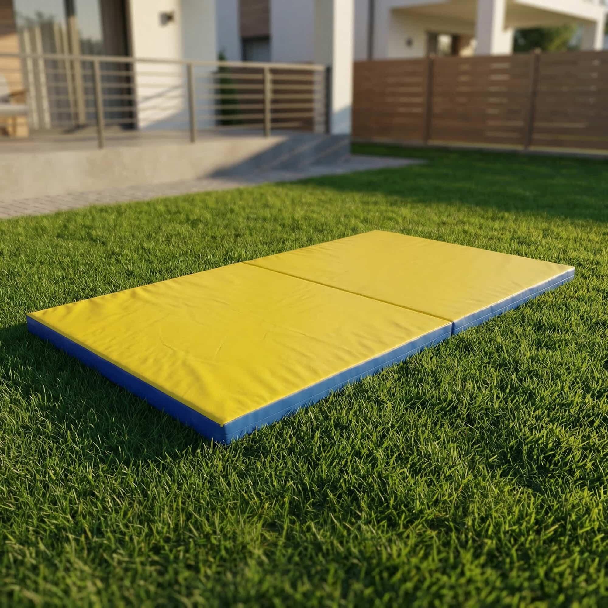 Materac Gimnastyczny Gamma 200X100X10 Dwuczęściowy Niebiesko-Żółty 4/5