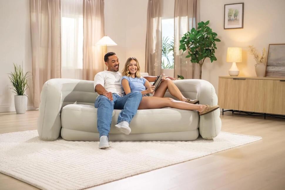 Sofá hinchable INTEX curvo beige 229x109x81 cm 4/7