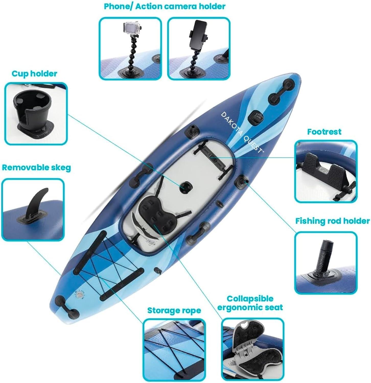 Kayak hinchable individual Dakota Quest con remo, hinchador y mochila INTEX 2/7